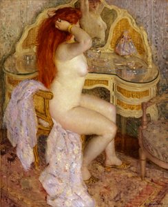 عارية جالسة على طاولة التزيين الخاصة بها ، 1909.