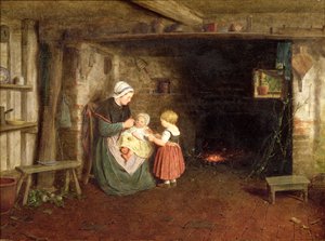 التوقع: داخل كوخ مع أم وأطفال ، 1854