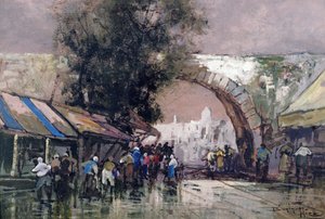 In The Busy Haunts of Men، 1915 (oil und wc on board) بواسطة فريدريك جون هيلز