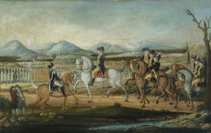 واشنطن مراجعة الجيش الغربي في فورت كمبرلاند ، ماريلاند ، بعد عام 1795.