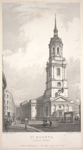 سانت ماغنوس ، جسر لندن ، نقش لجون هنري لو كيو (1783-1846) بواسطة فريدريك ماكنزي
