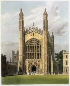 West End of King&39;s College Chapel ، كامبريدج ، من "تاريخ كامبريدج" ، نقشها دانيال هافيل (1785-1826) ، حانة. بواسطة R. Ackermann ، 1815 (ألوان مائية) بواسطة فريدريك ماكنزي