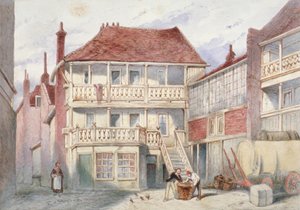 منظر لـ French Horn Tavern ، هولبورن ، لندن ، 1840