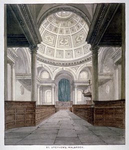 كنيسة القديس ستيفن والبروك ، مدينة لندن ، c1840.