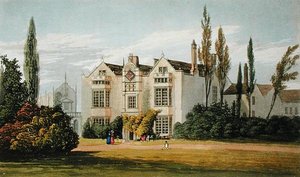 Burford Priory ، من "مستودع الفنون" لأكرمان ، نُشر عام 1826 (لون ليثو) بواسطة فريدريك ويلتون ليتشفيلد (بعد) ستوكديل