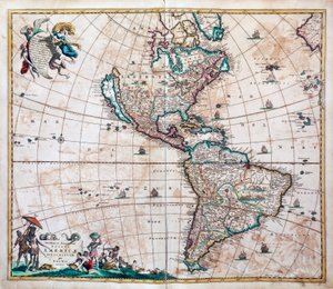 وصف دقيق ، خريطة للأمريكتين والمحيط الهادئ بواسطة فريدريك دي فيت (1629 أو 1630-1706) ، أمستردام بواسطة فريدريك دي ويت
