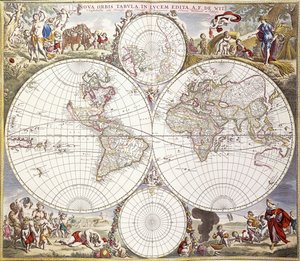 خريطة العالم من أطلس مايور ، c.1705