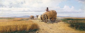 Wheatfield, circa 1868, painting by Federico Rossano (1835-1912), oil on canvas, 30x73 cm بواسطة فريدريكو روسانو