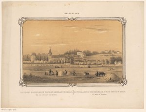 منظر لأوستربيك مع شخصيات تصنع التبن يمكن رؤية قرية Oosterbeek van den Rijnkant. ساعة من ارنهيم. (العنوان على الكائن) جيلديرلاند (عنوان السلسلة على الكائن)