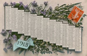 تقويم عام 1913. أُرسلت البطاقة البريدية عام 1913. بواسطة مصور فرنسي