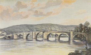 Cahors ، مجموعة جسر Neuf (القرن الرابع عشر) ، المنظر المأخوذ عند المنبع على الضفة اليمنى بواسطة مصور فرنسي