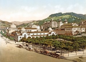 كازينو وحمامات ، لا بوربول ، فرنسا ، حانة. 1890-1900 بواسطة مصور فرنسي