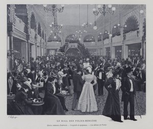 Hall of the Folies Bergere ، باريس ، خلال فاصل زمني (b / w photo) بواسطة مصور فرنسي