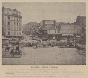 كومونة باريس ، Barricade Du Boulevard De Belleville (b / w photo) بواسطة مصور فرنسي