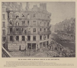 كومونة باريس ، شارع دي ريفولي أبريس لا باتاي ، زاوية شارع سانت مارتن (b / w photo) بواسطة مصور فرنسي