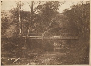 منظر طبيعي مع أشجار وجسر، ج. 1850 (صورة فوتوغرافية) بواسطة مصور فرنسي