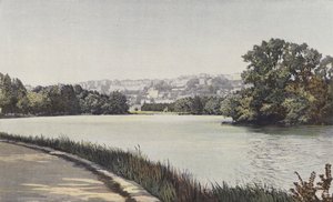 ليون ، Coteau de la Croix-Rousse ، منظر تم التقاطه بواسطة بحيرة Parc de la Tete-dOr بواسطة مصور فرنسي