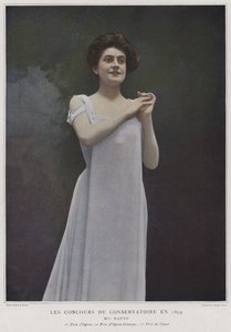 مدموزيل هاتو ، مغنية حائزة على جوائز في المسابقات في Conservatoire de Paris ، 1899 (صورة ملونة)