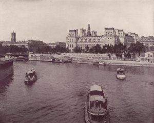 باريس: فندق de Ville ، من جانب النهر (b / w photo) بواسطة مصور فرنسي