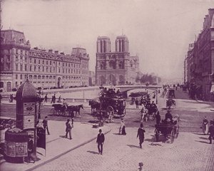 باريس: بونت سانت ميشيل ونوتردام (b / w photo) بواسطة مصور فرنسي