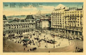 Place Rogier and Gare du Nord ، بروكسل (صورة ملونة) بواسطة مصور فرنسي
