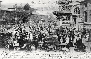 بطاقة بريدية من Les Halles ، باريس ، قبل عام 1914 بواسطة مصور فرنسي
