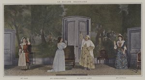 مشهد من إنتاج Le Malade Imaginaire لموليير (صورة ملونة) بواسطة مصور فرنسي