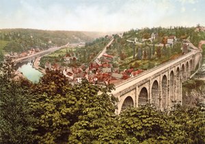 The Viaduct de Lanvallay ، دينان ، فرنسا ، 1890-1900 بواسطة مصور فرنسي