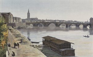 تولوز ، بونت نيوف وكنيسة ND ، من Dalbade ، المنظر السفلي ، على ضفة Garonne بواسطة مصور فرنسي