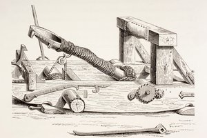 mangonel من القرن الخامس عشر ، من Les Arts au Moyen Age ، تم نشره عام 1873 بواسطة المدرسة الفرنسية