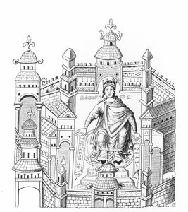 ملك Carlovingian في قصره ، يجسد الحكمة مناشدة للجنس البشري كله ، بعد مصغر في مخطوطة ، نسخها الكونت هوراس دي فييل كاستيل (1798-1864) بواسطة المدرسة الفرنسية
