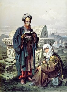 زوجان يهوديان في مقبرة في القسطنطينية ، 1857 بواسطة المدرسة الفرنسية