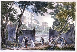 فيلا في روما ، نقشها الشرير ، حوالي عام 1820 (حجر ملون) بواسطة المدرسة الفرنسية