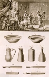 تم نشر حلاقة وأدوات حلاقة ، من موسوعة العلوم والعدادات بواسطة دينيس ديدرو (1713-1784) ص 1770 بواسطة المدرسة الفرنسية