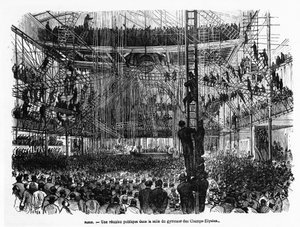 لقاء عام في صالة الألعاب الرياضية في الشانزليزيه في باريس - في La Presse Illustrée "رقم 104 ، 30/10/1869 ، مجموعة. سيلفا. بواسطة المدرسة الفرنسية
