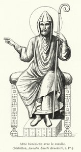 Abbe benedictin avec le cuculle (engraving) بواسطة المدرسة الفرنسية