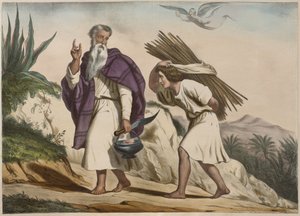 أخذ إبراهيم إسحاق إلى جبل موريا ، رسم توضيحي من التعليم المسيحي Listoire Sainte ، نشره Charles Delagrave ، باريس بواسطة المدرسة الفرنسية