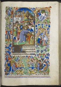 أضف Ms 18850 f.235r، Hours of the Passion [Sext] ، المسيح يحمل الصليب ، من كتاب الساعات (ساعات بيدفورد) ج 1410-30 (حبر ، لون وذهب على ورق) بواسطة المدرسة الفرنسية