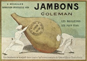 إعلان عن فيلم "Jambons Coleman" ، أواخر القرن التاسع عشر (حجر ليث ملون) بواسطة المدرسة الفرنسية