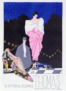 إعلان لـ Bootmaker Thomas من مجلة الأزياء Art-Gout-Beaute ، 1924 بواسطة المدرسة الفرنسية