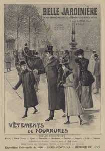 إعلانات لملابس الفراء من Belle Jardiniere ، Paris (litho) بواسطة المدرسة الفرنسية