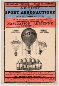 معرض الطيران الذي سيقام في باريس عام 1885 تحت إشراف يوجين جودار ، ص. 1885 (طباعة حجرية ملونة) بواسطة المدرسة الفرنسية