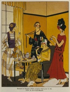 فساتين بعد الظهر للشاي ، لوحة أزياء من مجلة Art Gout Beaute ، 1924 بواسطة المدرسة الفرنسية
