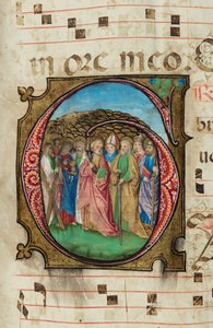 All Saints ، Gradual ، f.85 (حبر ، تمبرا وأوراق ذهبية على رق) بواسطة المدرسة الفرنسية