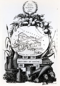 خريطة مجازية لقسم Bouches-du-Rhone ، c.1830 بواسطة المدرسة الفرنسية