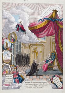 رمزية التقرير المقدم إلى لويس السادس عشر (1754-93) من قبل جاك نيكر (1732-1804) في 1781 (نقش الألوان) بواسطة المدرسة الفرنسية