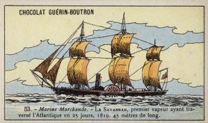 American Paddle Steamer Savannah (Chromolitho) بواسطة المدرسة الفرنسية