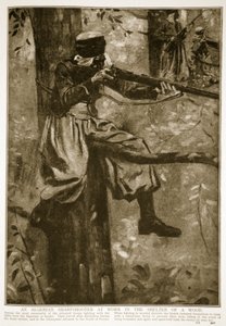 قناص جزائري يعمل في ملجأ خشب ، 1914-1919 بواسطة المدرسة الفرنسية