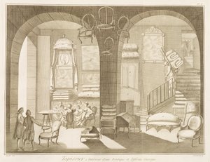 متجر تنجيد ، من موسوعة العلوم والعدادات بواسطة دينيس ديدرو (1713-1784) تم نشره عام 1770 بواسطة المدرسة الفرنسية