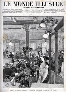 الهجمات الفوضوية في باريس في فبراير 1894. الانفجار في مقهى تيرمينوس. "العالم المصور" في 17 فبراير بواسطة المدرسة الفرنسية